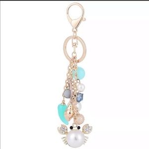 Cute Pearl Crab with Rhinestones Key Chain 🦀🦀Lob